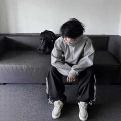 潮流流行日系原宿ins百搭时尚复合立领拉链卫衣新款文艺慵懒
