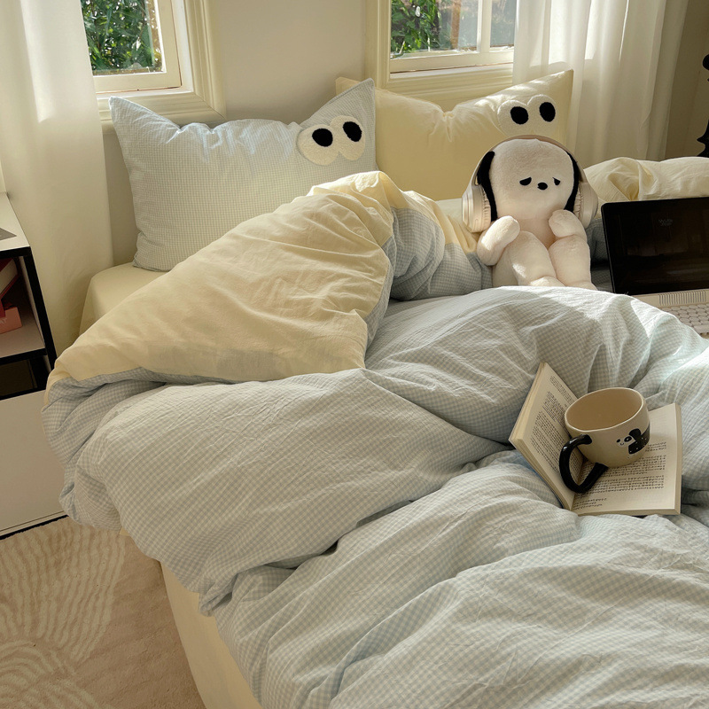 Juego de cama de algodón grueso de cuatro piezas 2025 nuevo estilo dormitorio de otoño e invierno sábanas de algodón funda edredón Juego de cama de tres piezas 4