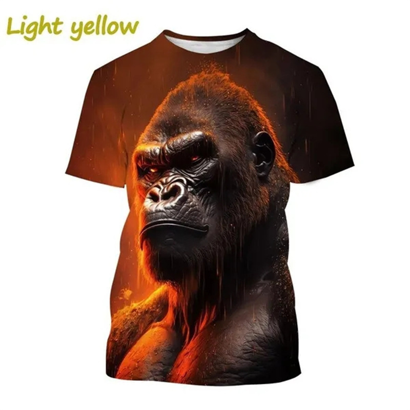 Monkey Caesar Gorilla 3D Digital Printing European and American Cross-Border Adult and Kidsren Casual Round Neck Pullover Short-Sleeved T-Shirt Monkey Caesar Gorilla 3D Digital Printing European and American Cross-Border Adult and Kidsren Casual Round Neck Pullover Short-Sleeved T-Shirt