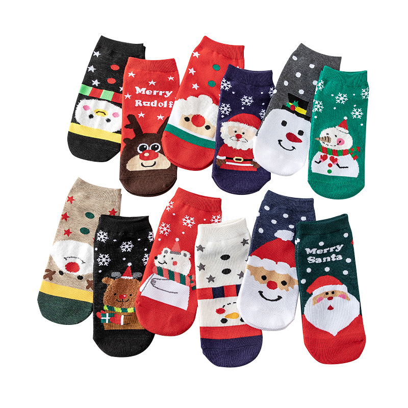 Christmas 4 pairs/set Socks Lady Autumn winter cotton Christmas socks cartoon socks 4 double New Year socks Cute Christmas socks_voghion.com