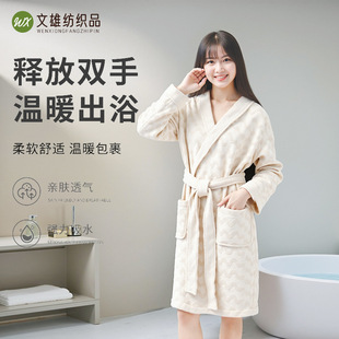 5A Grade Antibacterial Hotel Cut Velvet Jacquard Bathrobe Couple Pajamas Thickeneded Nightgown Women's Hotel B&B Four-Season Home Clothes