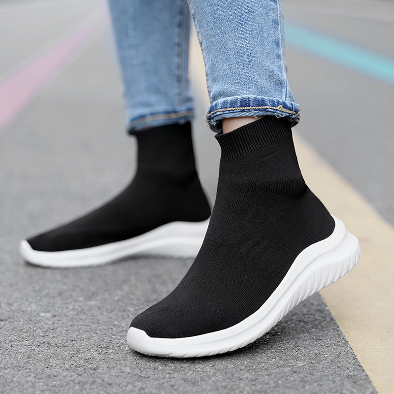 Autumn Casual Viscose Shoes Average Size Textile Class Spot Flying Woven High-top Black Round Head Flat Heel White Shoes for Women