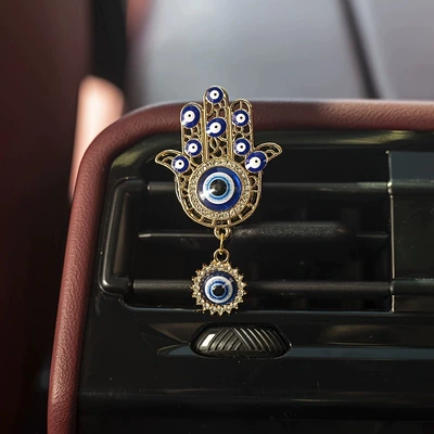 Car Perfume Aromatherapy Car Air Conditioning Air Outlet - golden-palm-hanging-eyes-with-scented-tablets