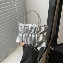 時尚清新小包包女2024春季新款潮糖果色褶皺小方包洋氣單肩斜挎包