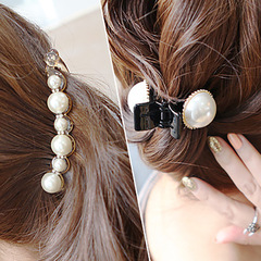 Pearl Horsehair Clips Accessory Large Water Diamond Hair Clip Banana Clip Back Hair Clip for Women