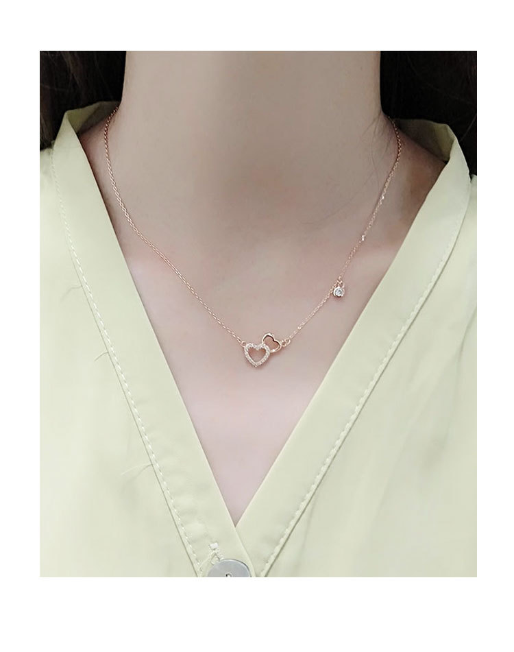 Simple Style Heart Shape Copper Inlay Zircon Pendant Necklace 1 Piece