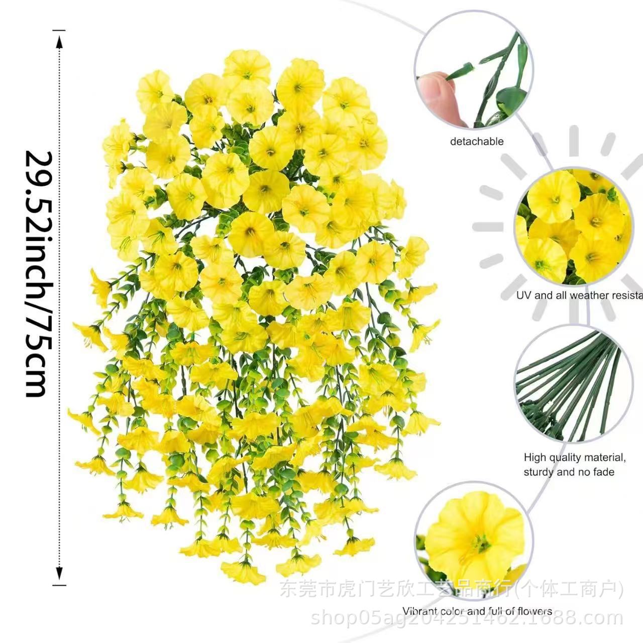 Artificial Morning Glory Silk Flowers for Outdoor Courtyard Wedding Decoration Hanging Eucalyptus Vine Morning Glory