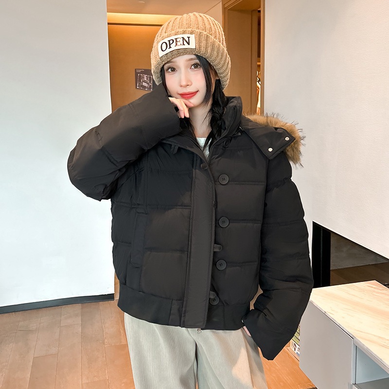 2025 invierno nuevo trabajo transfronterizo parker ropa de algodón mujer gruesa calentamiento suelta chaqueta de algodón de cuello grande encapuchado abrigo image 6