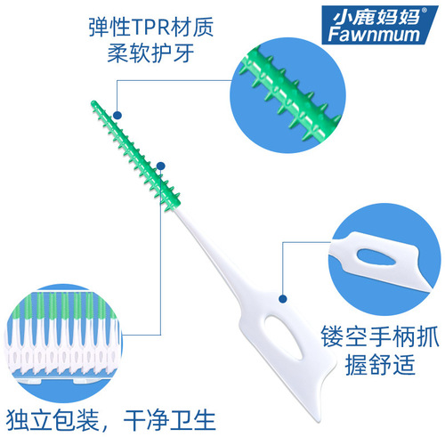 Xiaolu Mama silicone interdental brush, food grade soft gel interdental brush, toothpick, interdental brush, 20 pieces boxed wholesale