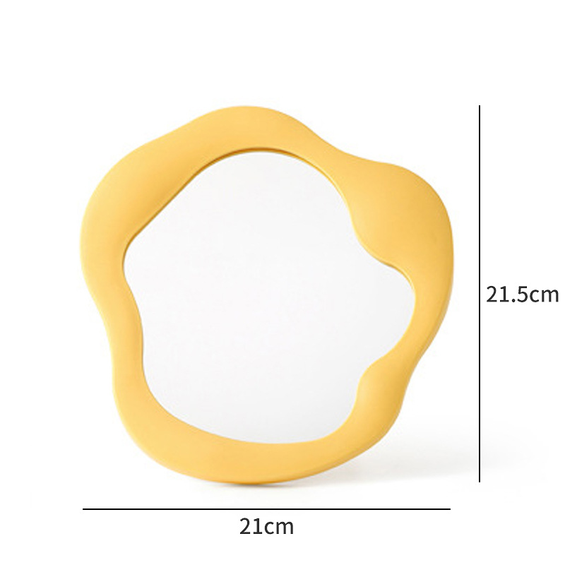 Espejo de maquillaje de escritorio ins Espejo de princesa espejo de dormitorio de estudiantes espejo plano con soporte irregular espejo portátil simple