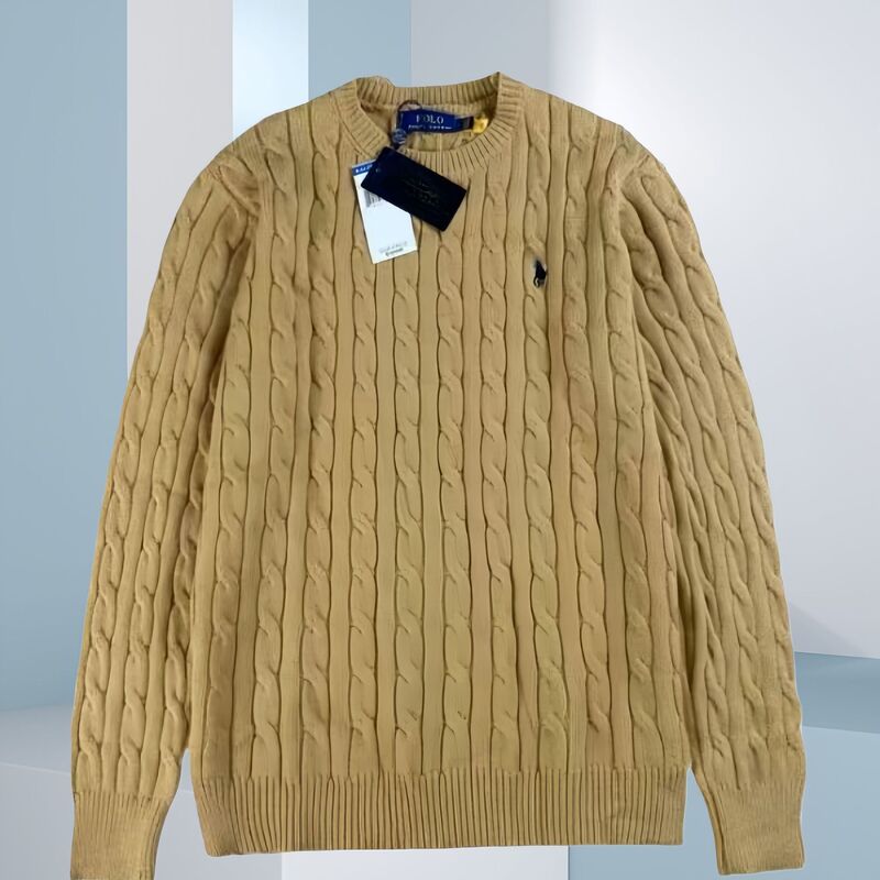 Cross-Border Plus-Size Rl Pony Logo Warm Couple's Sweater, Women's Embroidered Crew Neck Knitwear, Men's Autumn and Winter Cable Knit