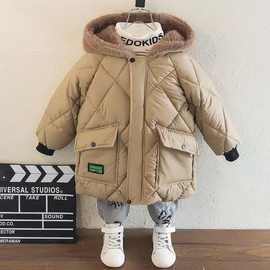 男童棉服2025新款帅气冬季加厚连帽外套过膝免洗羽绒棉特厚棉袄男