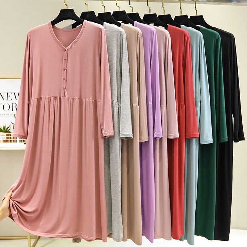 Modal dress, plus-size, maternity nightgown, nursing dress, women's loungewear, spring/summer/autumn pajamas