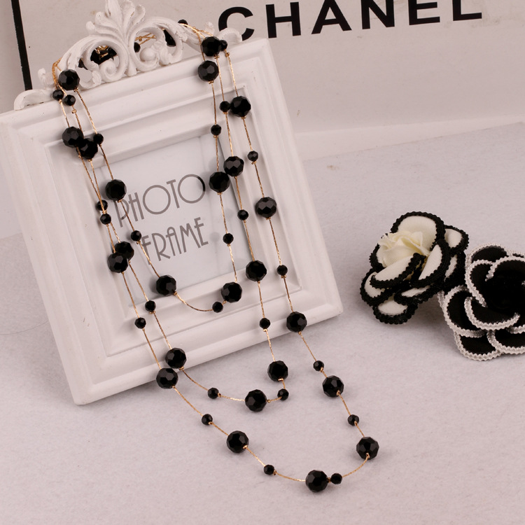 40g Weight Sweater Chain, Long Necklace Classification Alloy Chain Material 1 Piece Quantity Holiday, Daily Occasion Artificial Crystal, Alloy Material Round Pattern Women's Gender Beaded Design Simple Style Style Simple Style Round Artificial Crystal Alloy Beaded Women's Sweater Chain Long Necklace 1