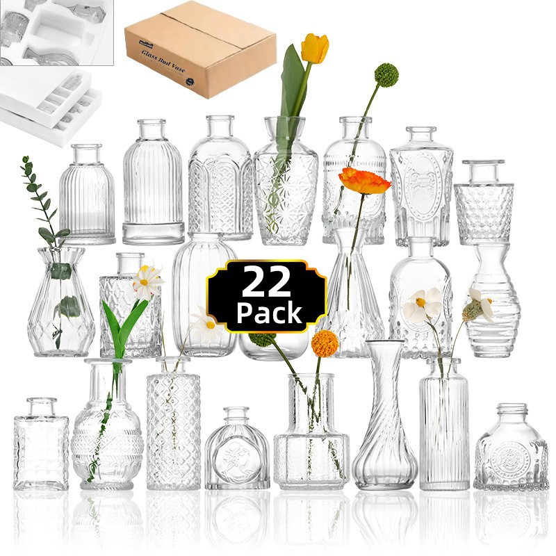 Juego de jarrones pequeños populares de Amazon, jarrones de estilo europeo para arreglos florales, decoración de alta gama para sala de estar y cocina