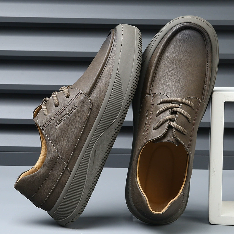 2024 новые осенние мужские туфли Кожа дышащая дикие толстые подошвы модная повседневная кожаная обувь мужская спортивная обувь