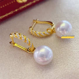 DIY珍珠配件 S925银麻花设计感精致耳扣可拆耳饰半成品银饰空托