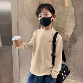 7色110-170码 2024冬季德绒打底衫中大童男童长袖T恤保暖上衣批发