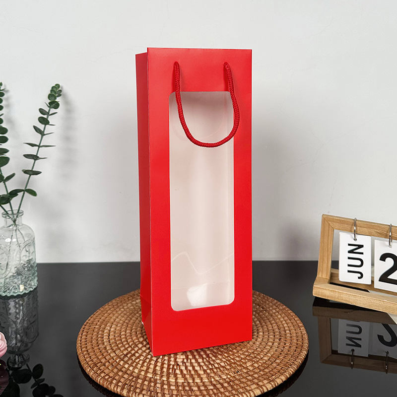 Rojo; cartón blanco; bolsa de vino tinto 12,5*8,5*36cm