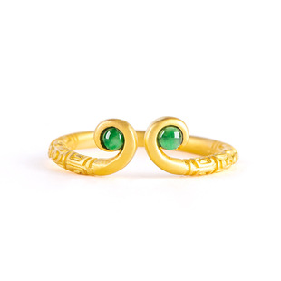 Natural A Goods Jade Yang Green Curse Ring Ice Jade Stone S925 Silver Set Ring Women's Simple Adjustable