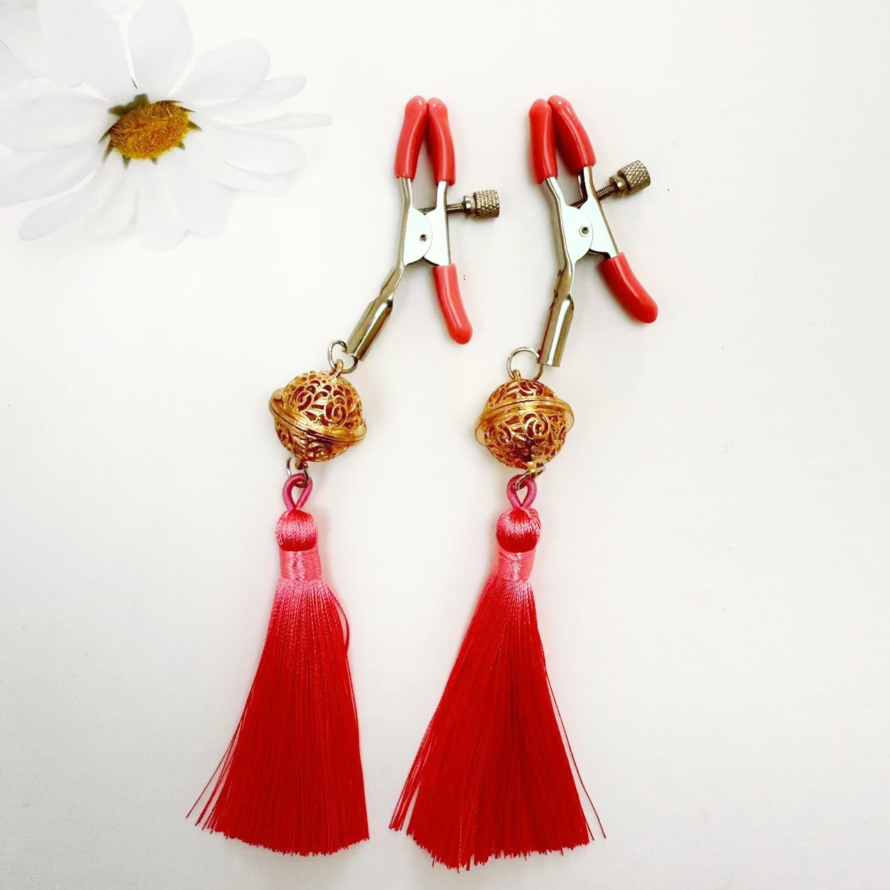 Soft Nipple Clamp Ring with Bell and Tassel, Adult Sensory Toy for Couples — detail image 9