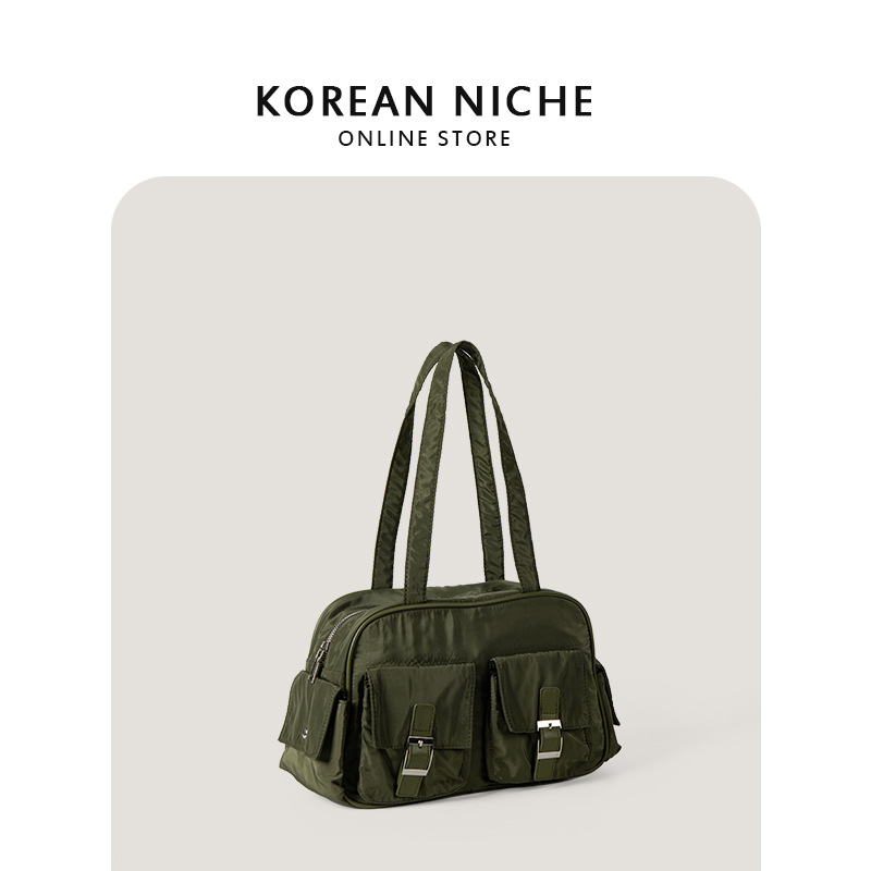 2024 New Japanese and Korean Harajuku Style Shoulder for College Students Fashion Nylon Multi Pocket Large Capacity Tote_voghion.com