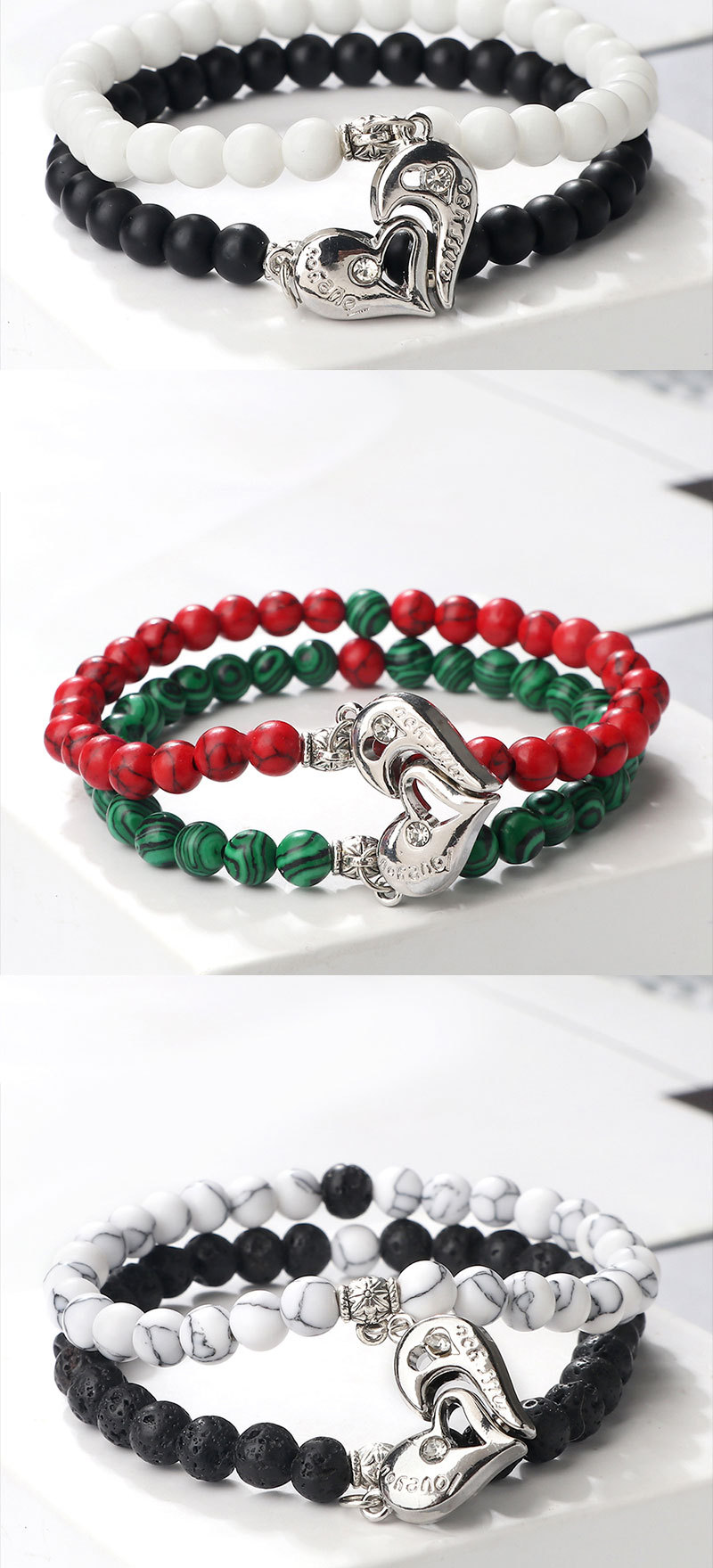 Creative water drop stacking magnetic buckle bracelet cute three dimensional pendant bracelet pearl pattern water drop men and women set jewelry_voghion.com