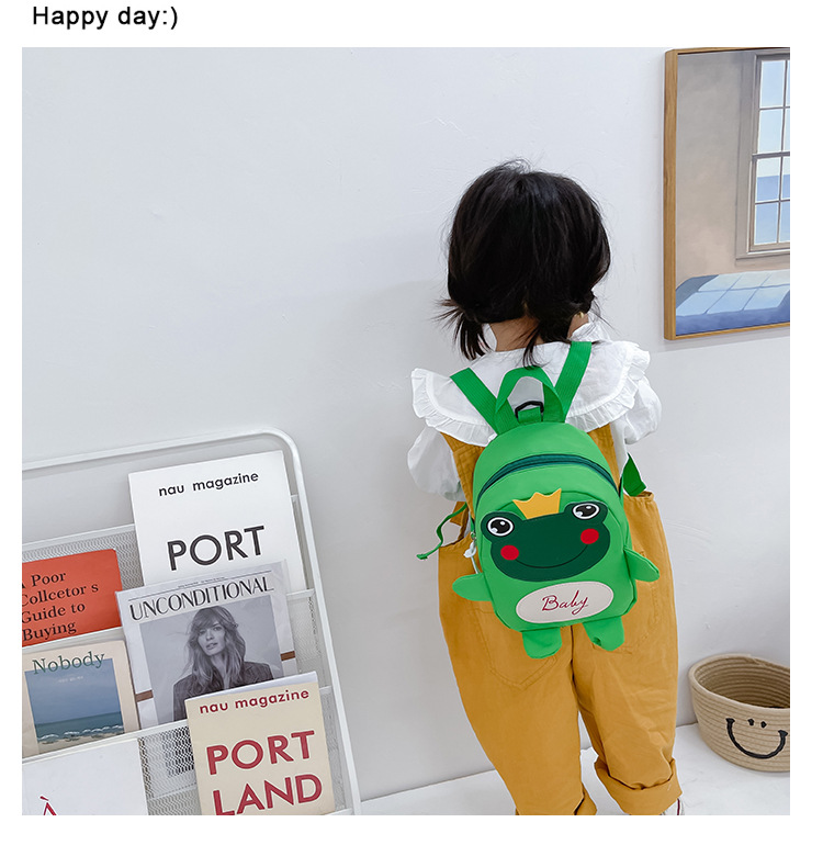 Kindergarten schoolbag for children, boys and girls, 1-3-5 years old, anti-wandering rope, cute frog, double-shoulder baby small backpack undefined