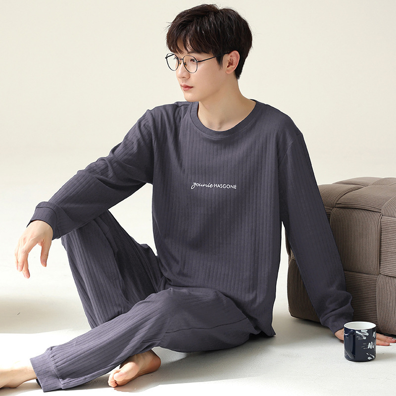 봄, 가을 남성 플러스 사이즈 플러스 사이즈 잠옷 남성 가을 남성 2024 새로운 가을, 겨울 긴 소매 코튼 홈 의류