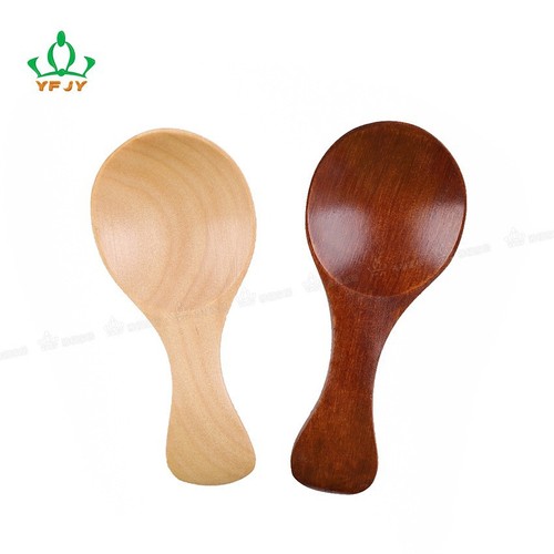 YFJY Japanese Style Oak Children's Short Handle Powdered Milk Spoon Wooden Tea Spoon Dual Color Ice Cream Spoon Wholesale Custom Logo