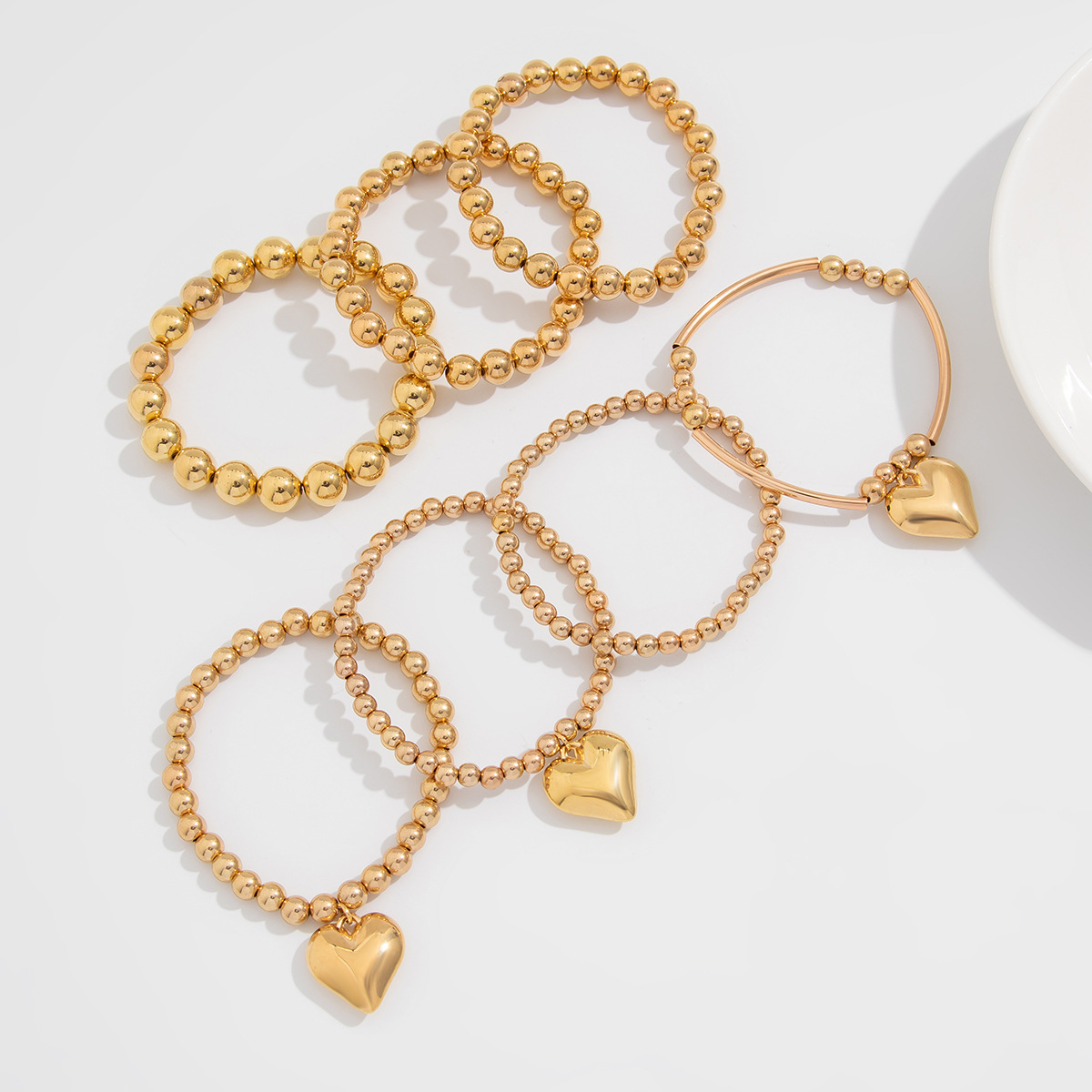 25g Weight Alloy, Copper Pendant Material Bracelets Classification CCB Chain Material Beaded Chain Chain Type 1 Set Quantity Street Occasion CCB, Alloy, Copper Material Heart Shape Pattern Women's Gender Exaggerated, Streetwear Style Exaggerated Streetwear Heart Shape CCB Alloy Copper Beaded Chain Beaded Bracelets Wholesale 5