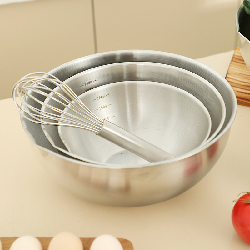 De calidad alimentaria engrosada cuenca de acero inoxidable de la cocina del hogar ronda de lavado de verduras cuenca de cocina y fideos huevo agitación ensalada Cuenca