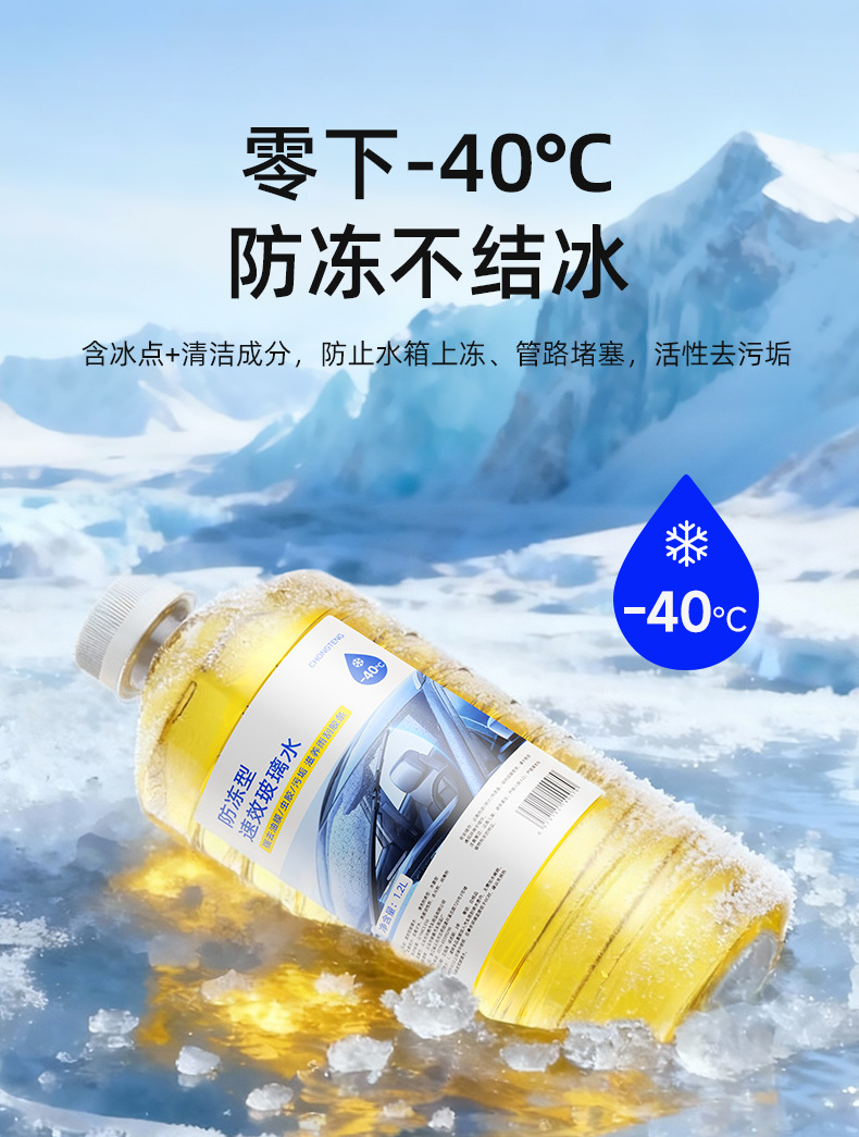 [Premium Selection] Anti-Freeze Glass Cleaner for Cars, Removes Oil Film, Suitable for Temperatures Below -40 Degrees, Winter Use, Effective down to -25 Degrees