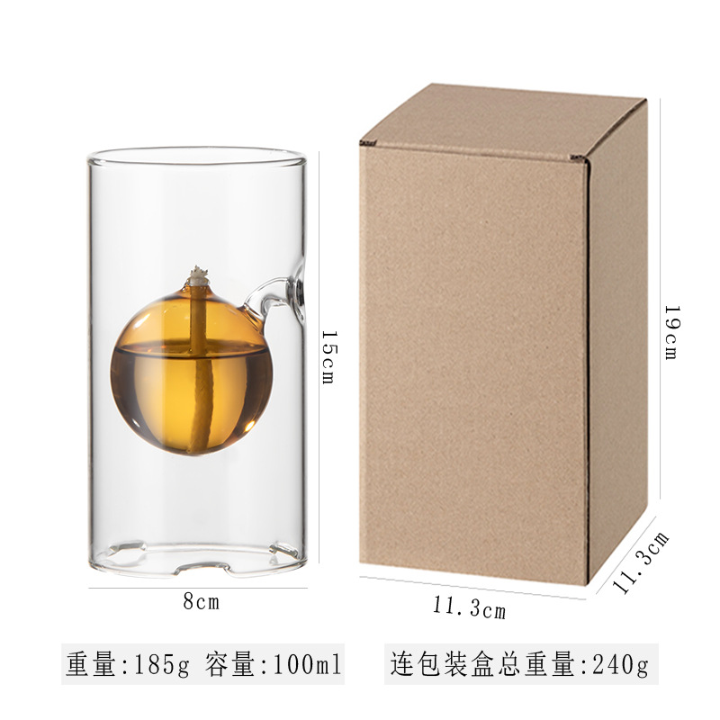 Lámpara de aceite ámbar tipo A de 15 cm.