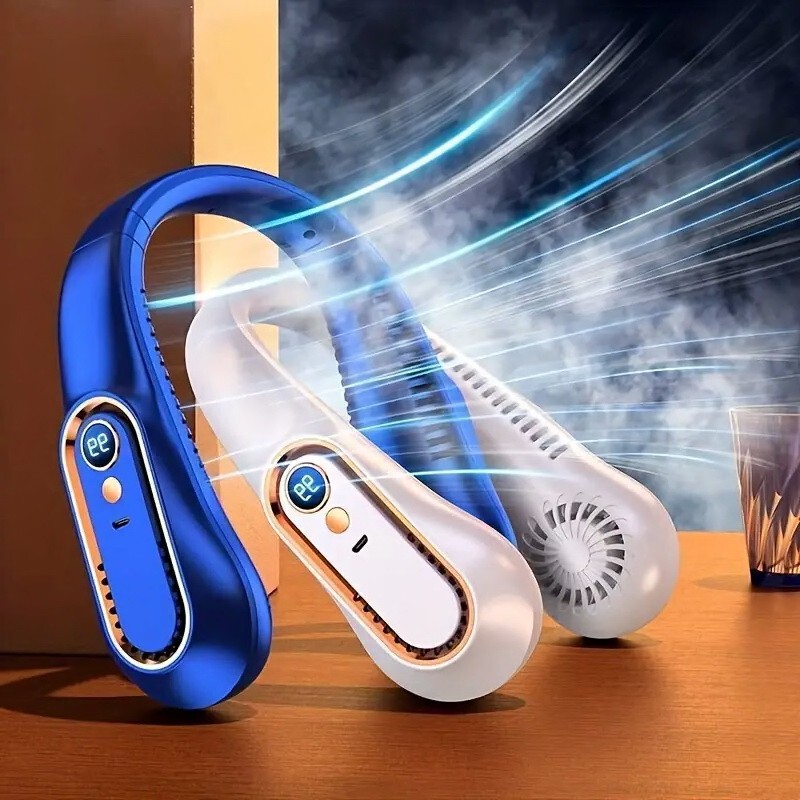 Cross-Border Popular Lazy Hanging Neck Small Fan for Students to Carry with Them in Class Outdoor Bladeless Electric Fan Rechargeable