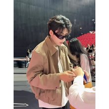 卡其色短款垫肩外套男潮牌高级感痞帅春秋夹克cleanfit美式棒球服