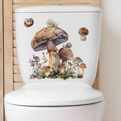 Foreign Trade Cartoon Mushroom Patch Snail Children's Bedroom Toilet Paper Home Decor Wall Sticker Self Adhesive Wholesale Cross-border