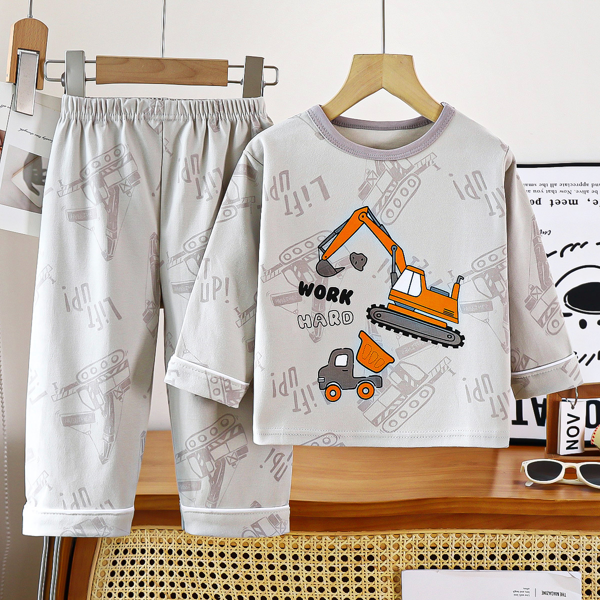 Conjunto de pijamas para niños, otoño de algodón puro, nuevo estilo, ropa para el hogar para bebés, ropa interior para niños, ropa para niñas, ropa para niños cuidadosamente seleccionada