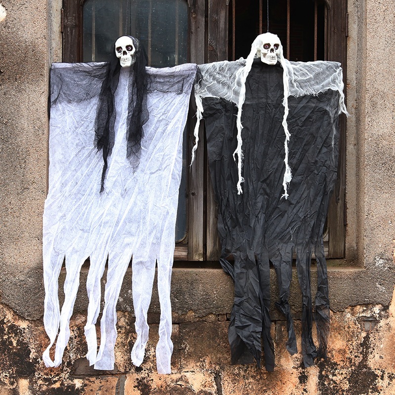 Halloween colgando fantasmas amazonas casas embrujadas accesorios de decoración cráneo de plástico fantasmas horrores embrujantes colgantes