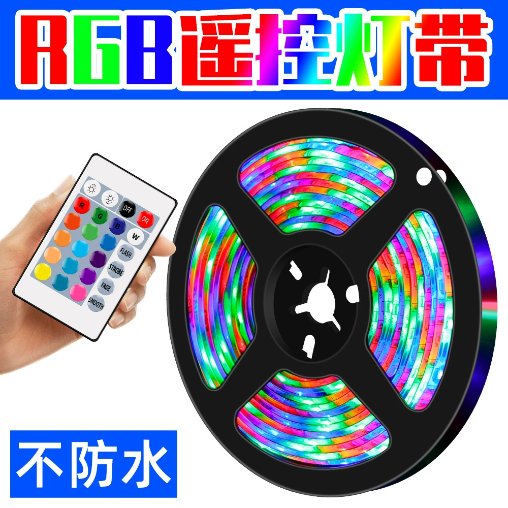 LED light strip RGB 16 colors with remote control, USB-powered, multiple lengths