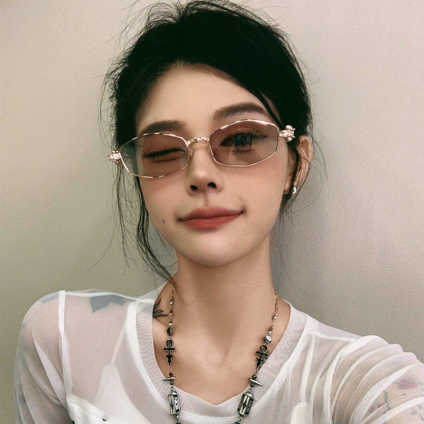 TikTok, металлические очки с бриллиантами, 2 карата, интернет-знаменитость
