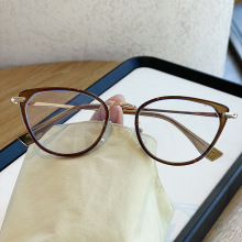 茶色猫眼韩系近视眼镜女度数可配防蓝光散光眼镜框斯文学生镜架潮