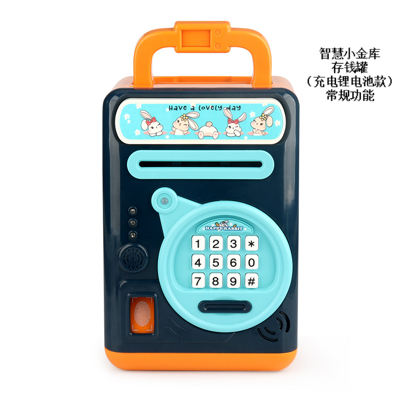 Nuevos niños de ahorro alcancía accesible huella digital contraseña caja dibujos animados sabiduría pequeño tesoro juguete regalo cumpleaños