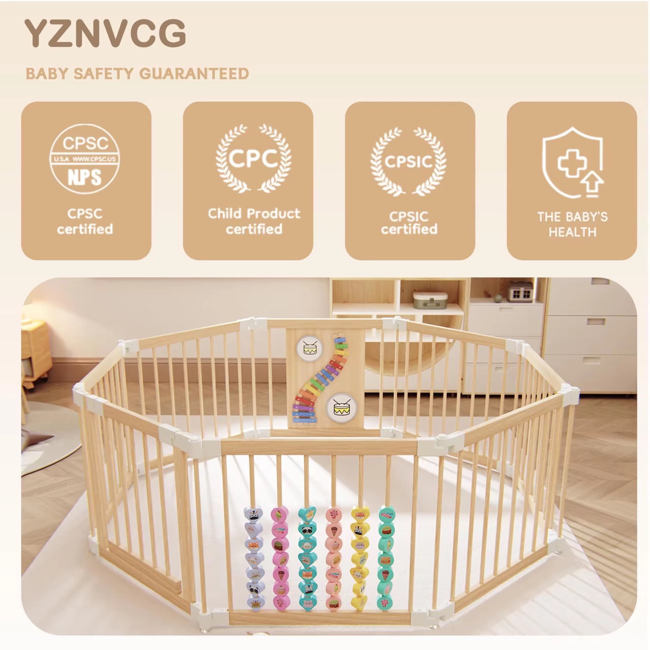 Cross-Border Children's Playpen Home Fence Baby Toddler Floor Baby Indoor Crawling Mat Plus Height Protective Fence