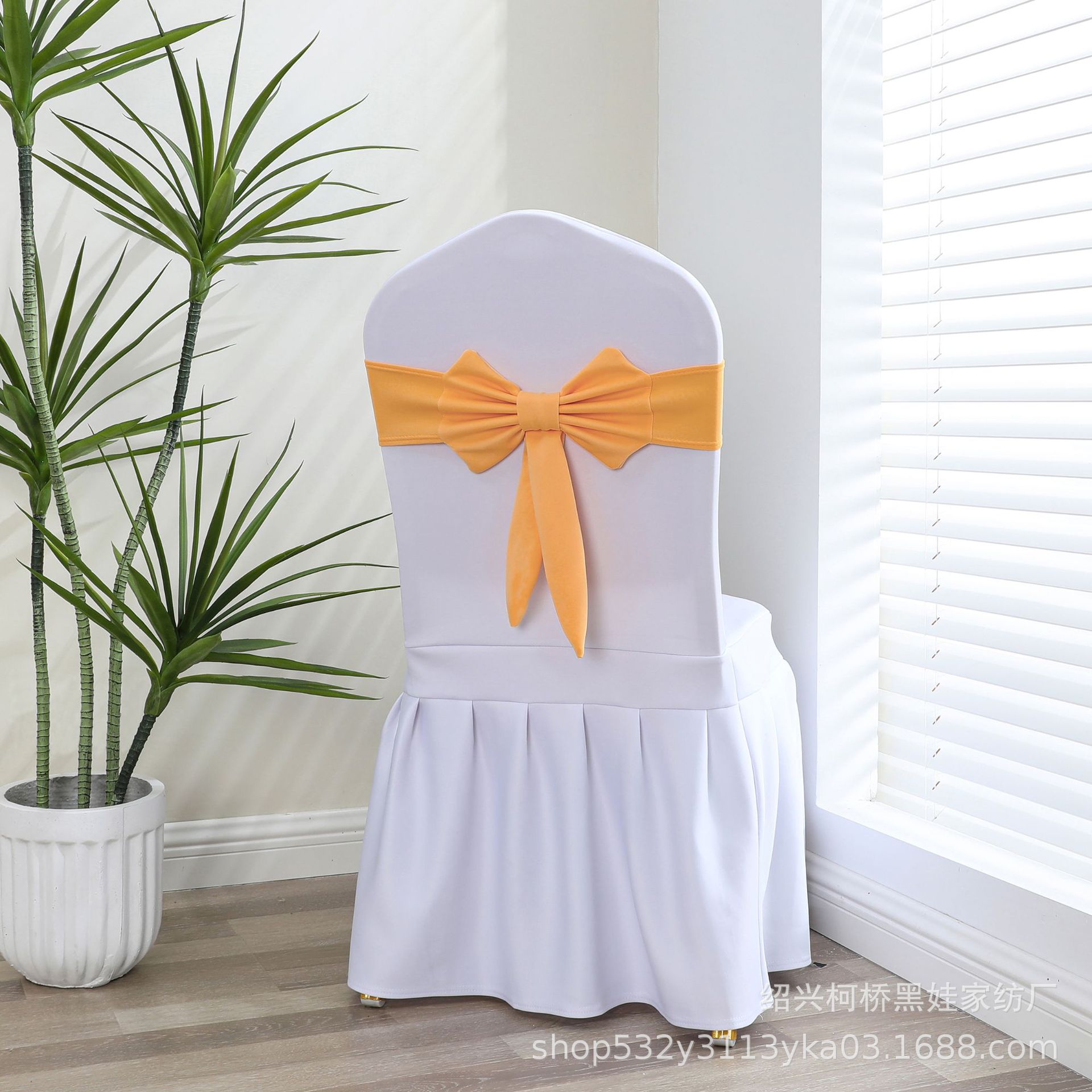 No-tie elastic chair back decoration wedding hotel chair cover bow banquet chair cover elastic chair back flower strap