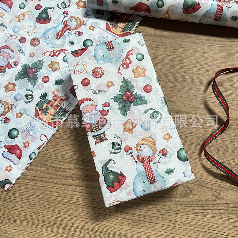 Cross-Border Santa Claus Snow Pear Paper Wrapping Paper 5/10/20 DIY Atmosphere Gift Box Lining Decoration Packing Tissue Paper