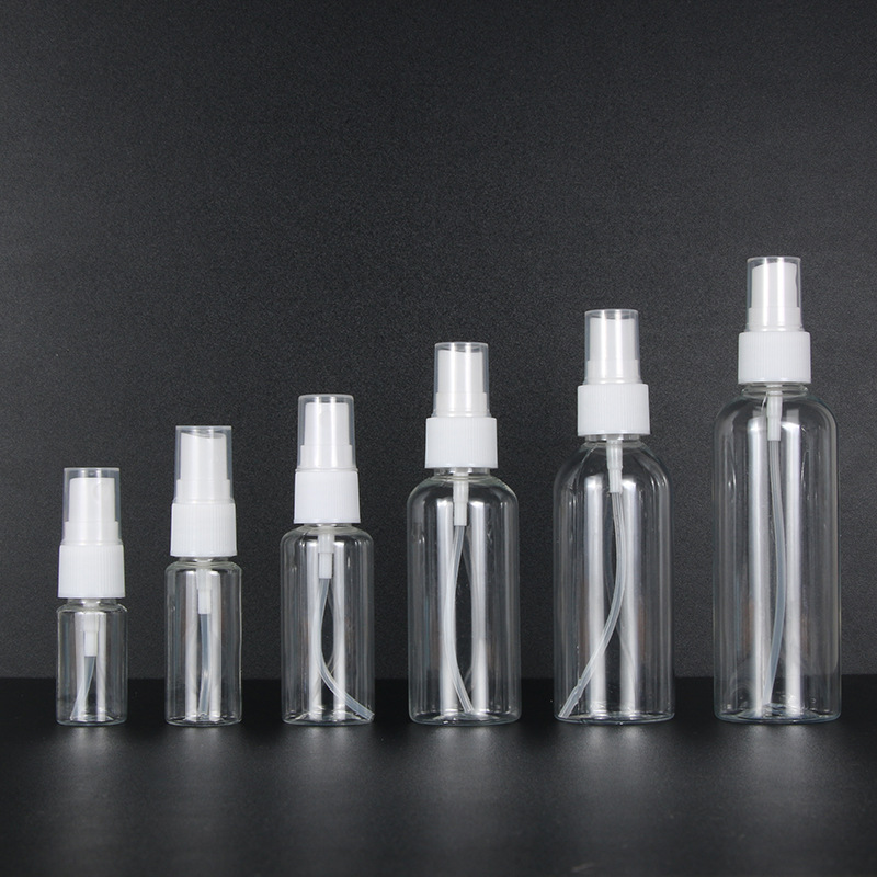 Botellas vacías en stock de 30ml, 50ml y 100ml, botellas de spray con pulverización fina lateral, botellas de plástico hidratantes recargables, botellas de spray.