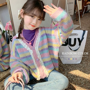 Girls' Sweater Cardigan 2025 New Stylish Children's Knitwear Jacket Spring and Autumn Style Little Girl's Top Jacket Trendy