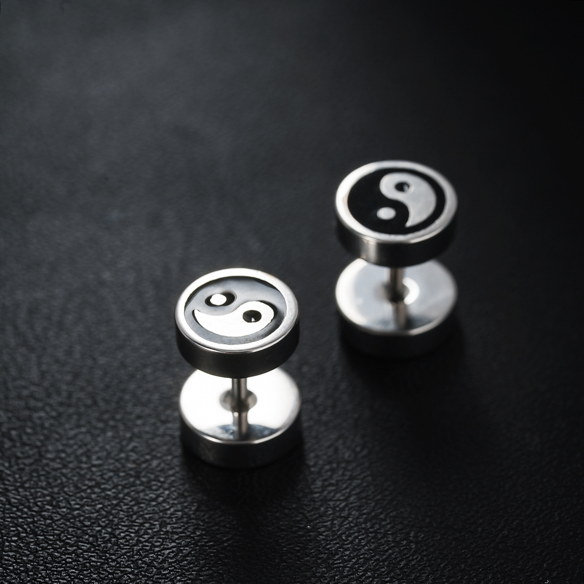 Minimalist Stainless Steel Stud Earrings For Men Punk Style_voghion.com