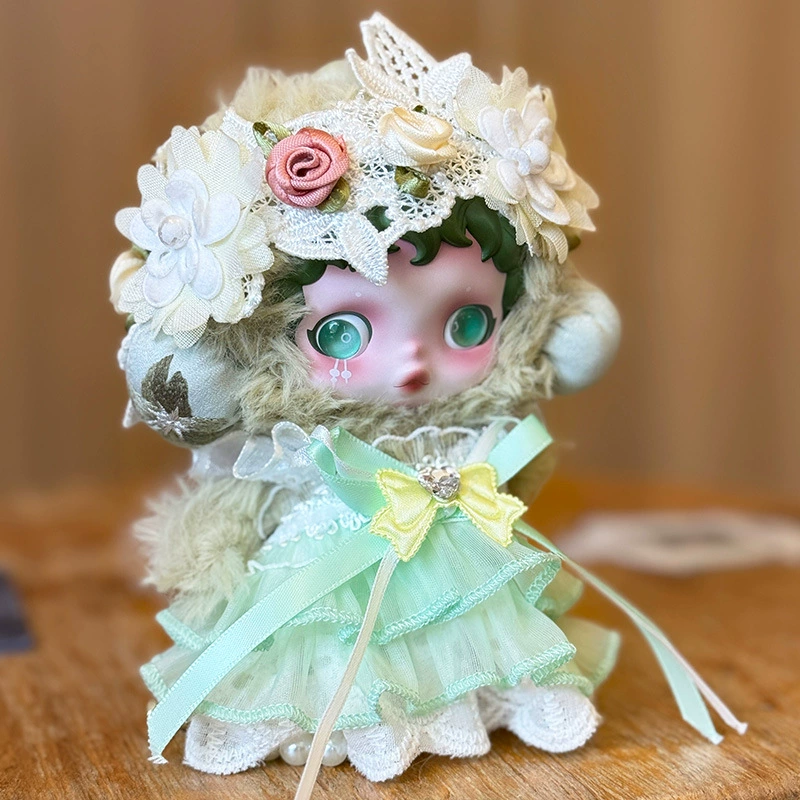 Одежда для кукол (SKULLPANDA) второе поколение, 10 см зимняя меховая шубка с бантом, разные цвета